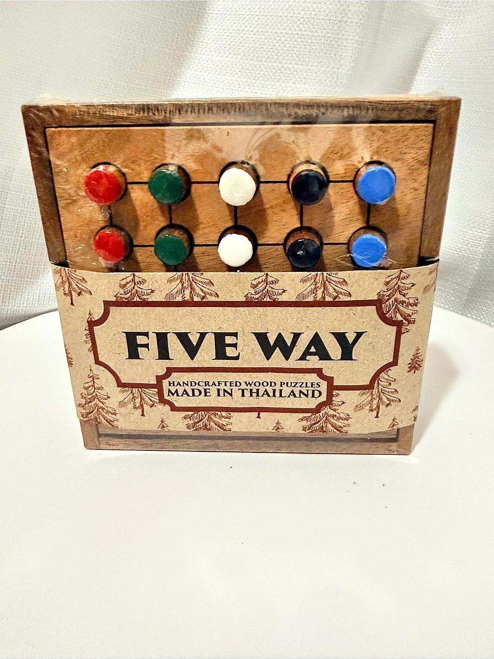 Siam Mandalay Five Way Wooden Puzzle Brown & Multicolor-NEW